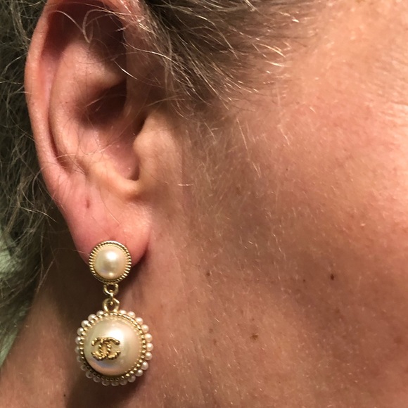 Authentic Chanel Pearl Drop Earrings - Picture 7 of 7